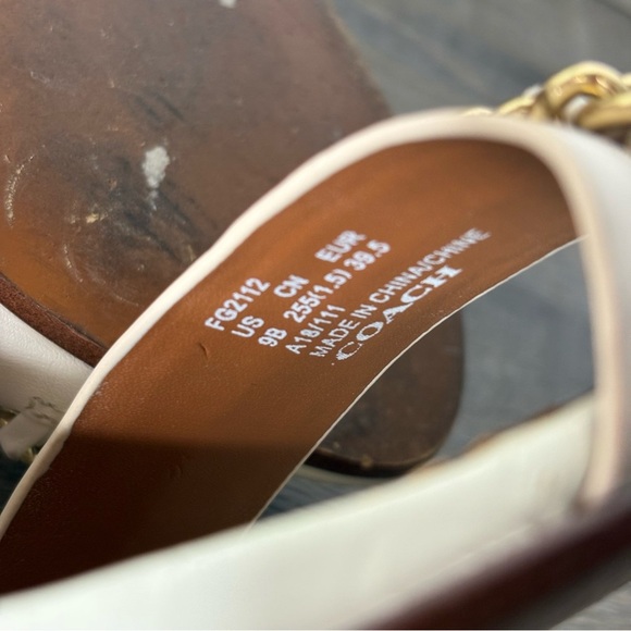 Coach Cream Block Heel Sandals Chain - Picture 10 of 10